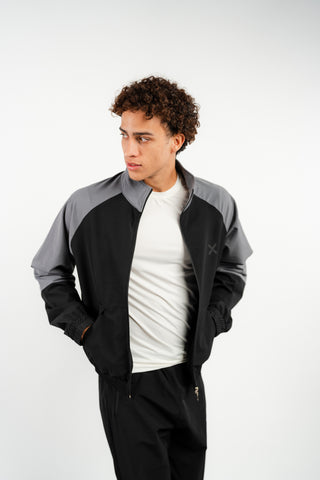 Two-tone Windbreaker Jacket in Black