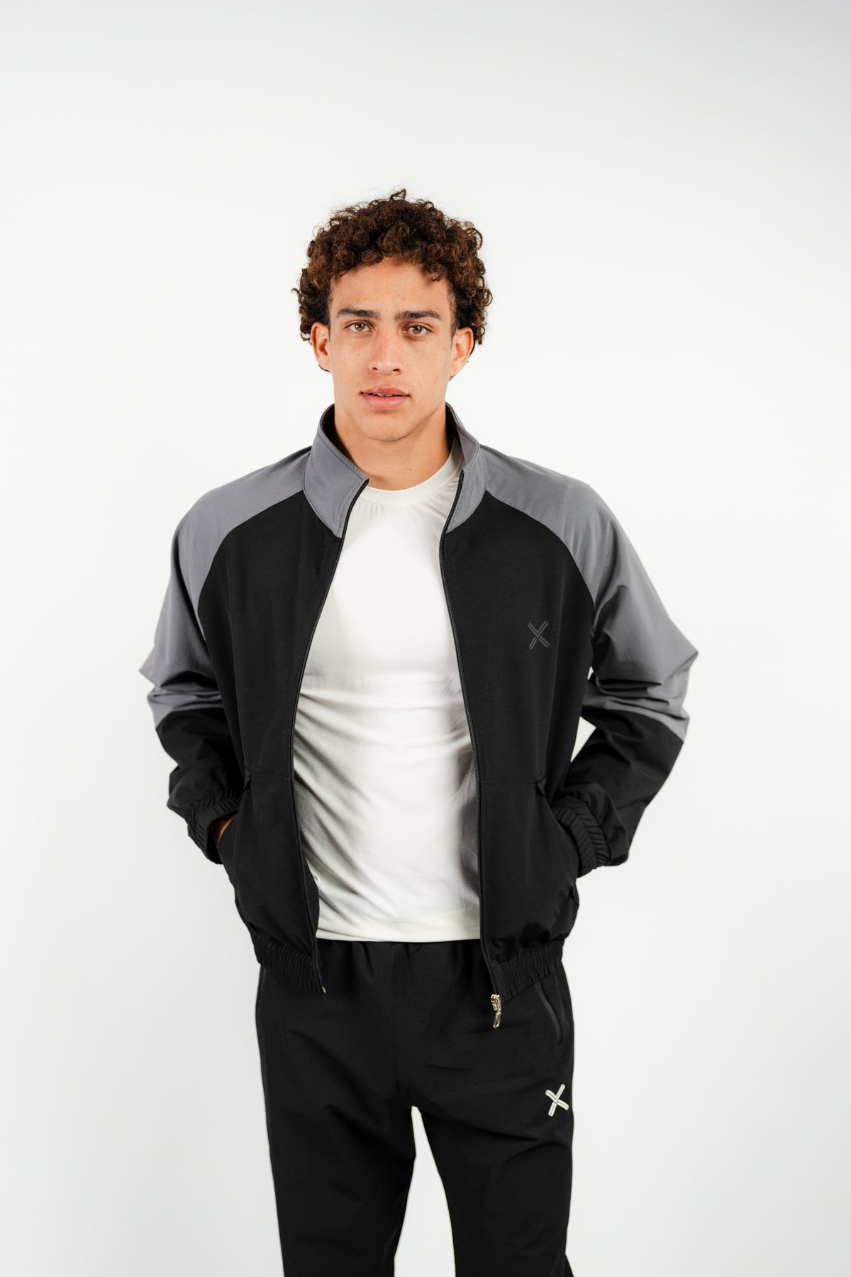 Two-tone Windbreaker Jacket in Black