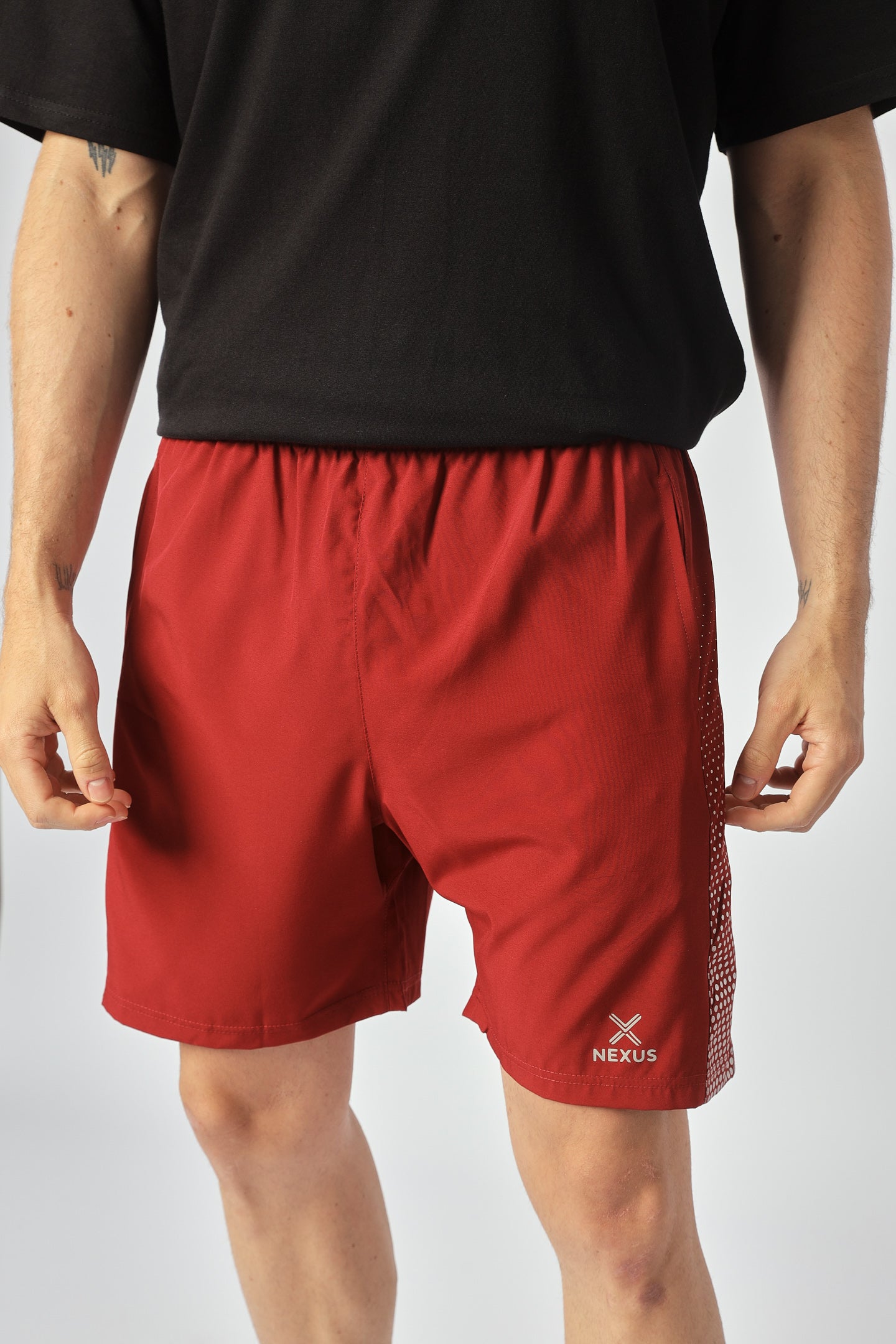 Nexus Clothing Men Basic Solid Mesh Breathable Mesh Shorts (Red)